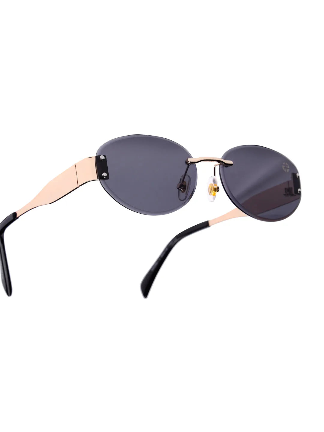Kitto | Black Medium Rim Less Oval Sunglasses for Men & Women [UV-protected]