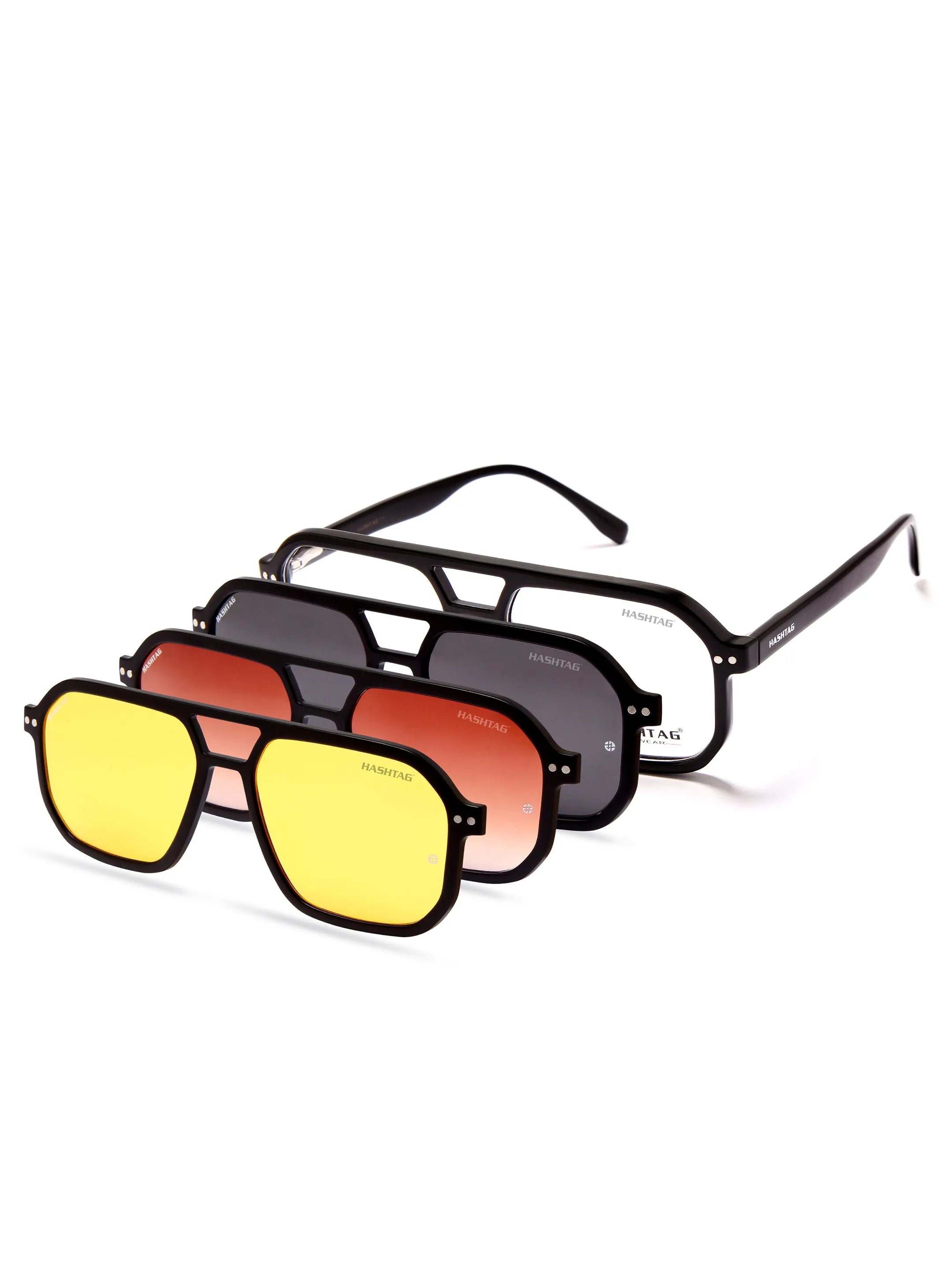 Phoenix | Black Medium Full Rim Square Clip-on for Men & Women [Clip-on]