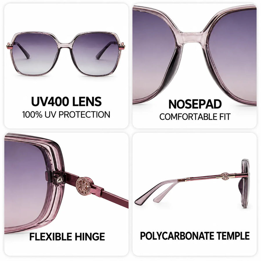 Noxara | Purple Large Full Rim Square Sunglasses for Women [Polarized]
