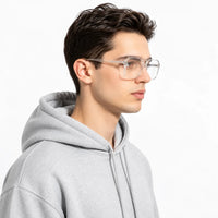 Lumnos | Transparent Small Full Rim Square Computer Glasses for Men & Women [Blue Block]