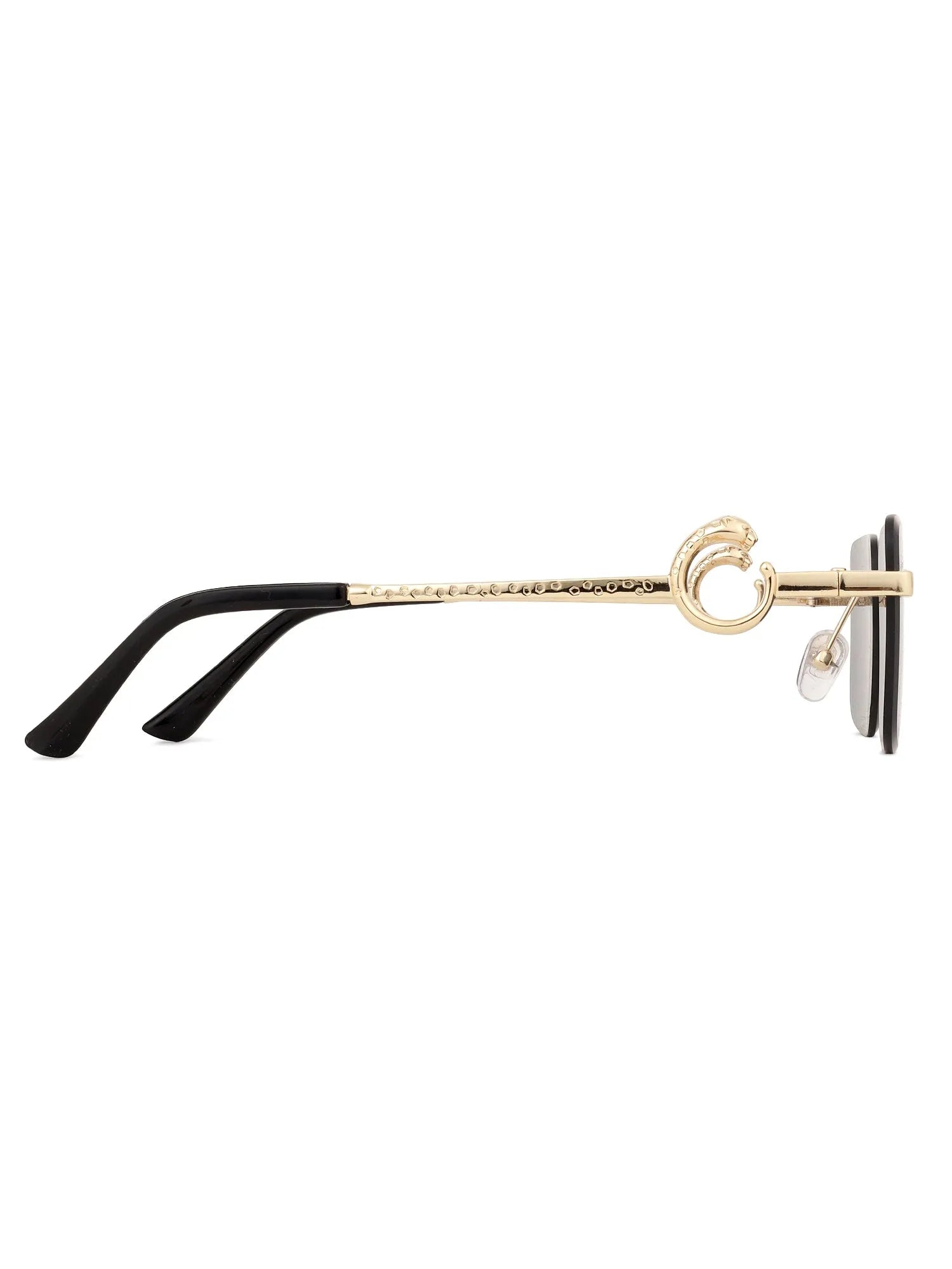 Phantoria | Black Small Rim Less Rectangle Sunglasses for Men & Women [UV-protected]