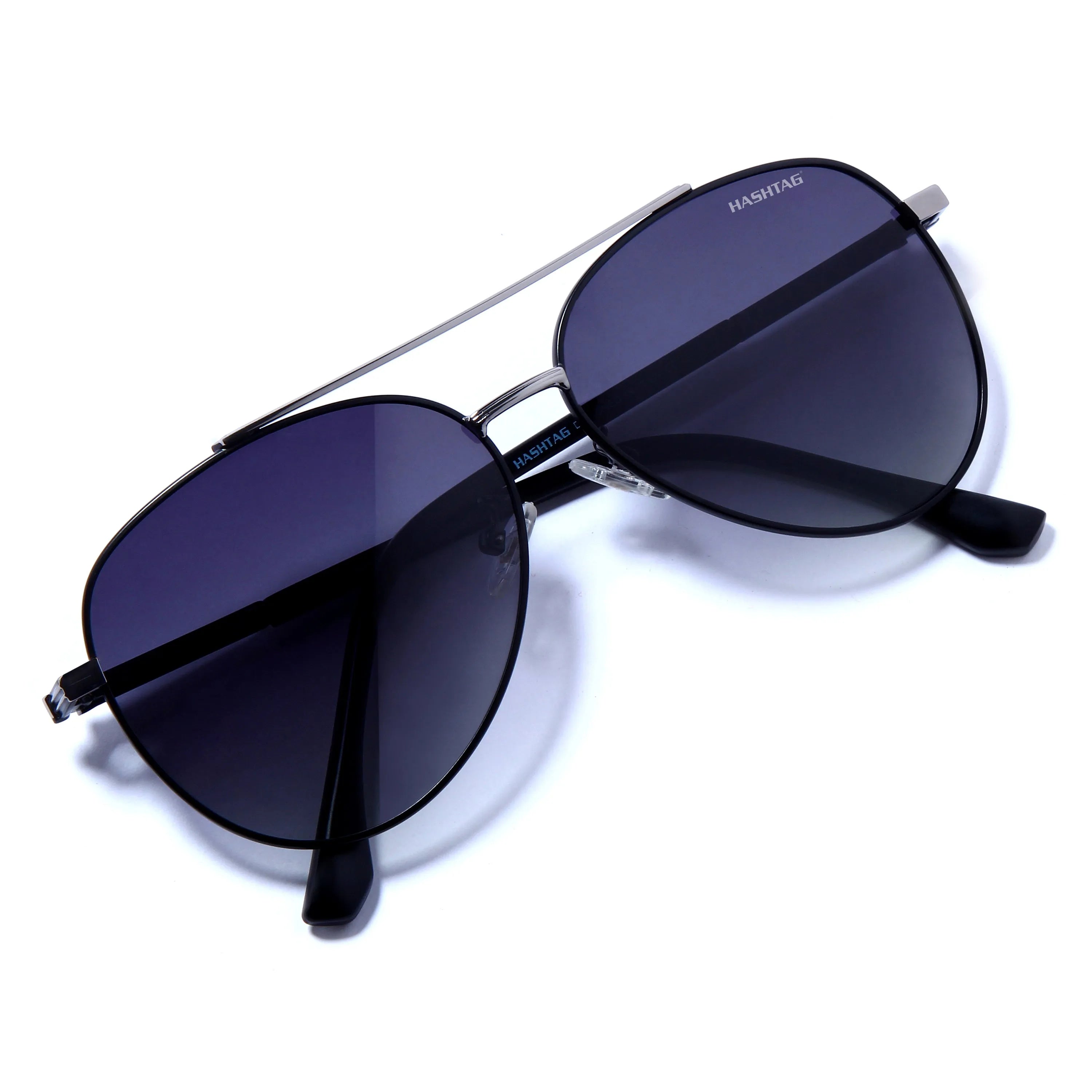 Ambience | Gradient Blue Large Full Rim Aviator Sunglasses for Men & Women [Polarized]