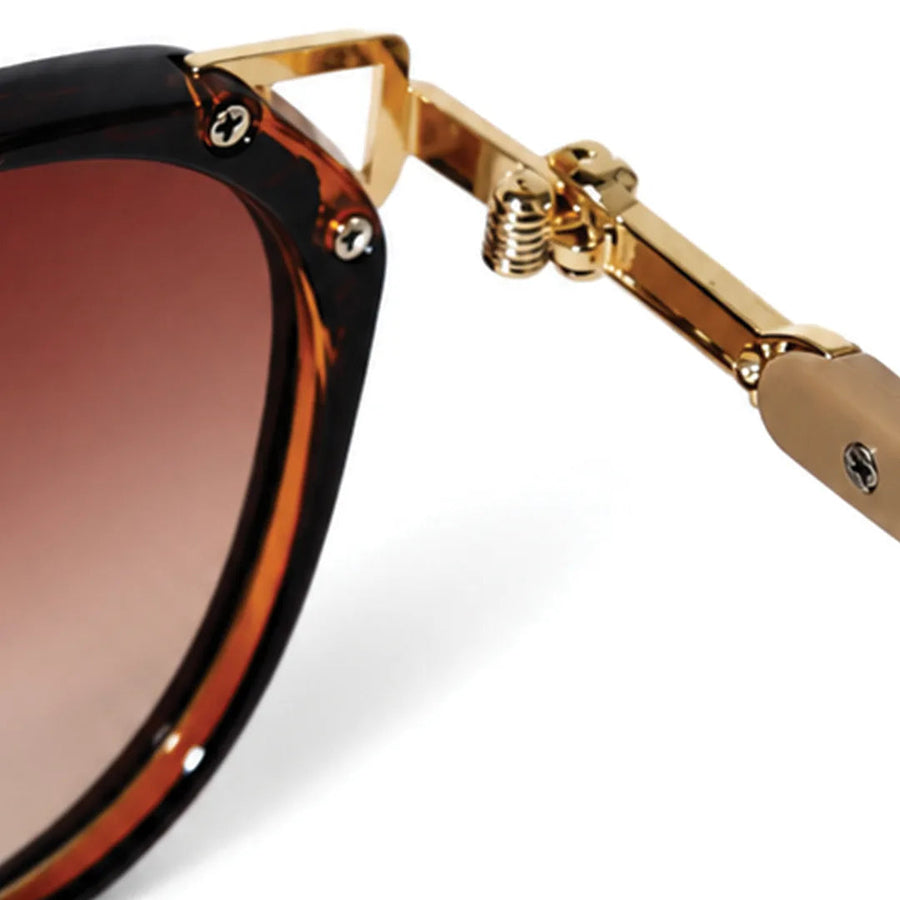 Vortex | Brown Medium Full Rim Round Sunglasses for Women [UV-protected]