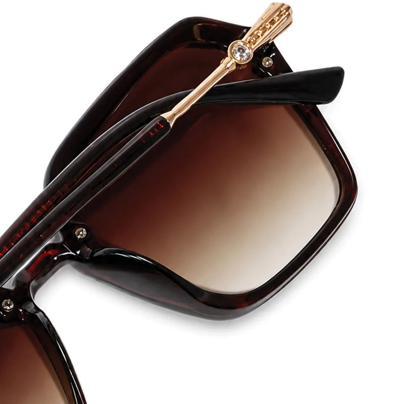 Veilion | Brown Large Full Rim Hexagonal Sunglasses for Women [UV-protected]