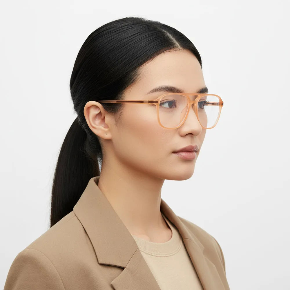 BluLite | Transparent Orange Medium Full Rim Square Computer Glasses for Men & Women [Blue Block]