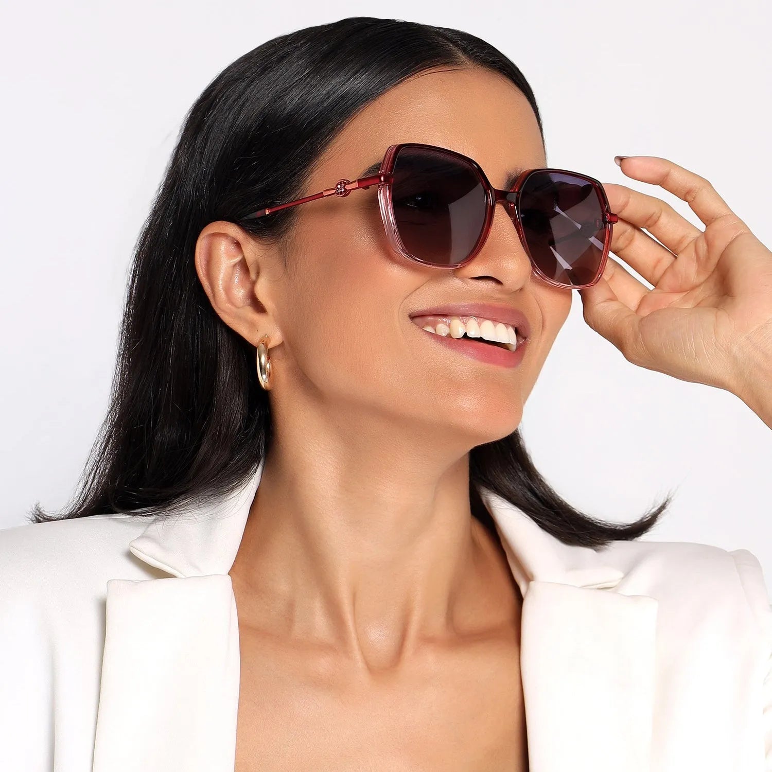 Noxara | Gradient Red Large Full Rim Square Sunglasses for Women [Polarized]