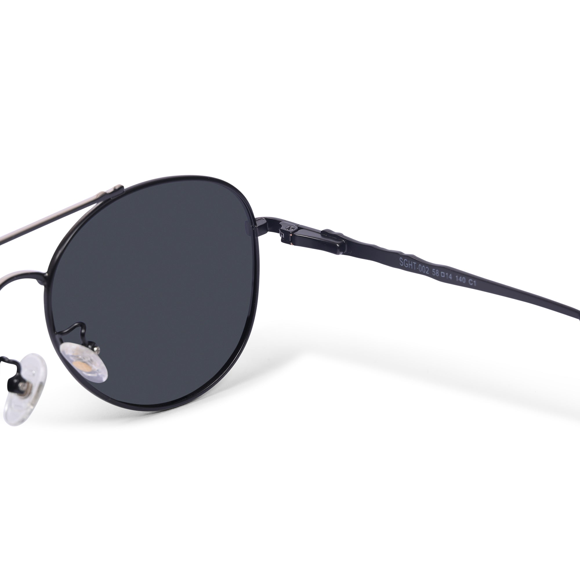 Hashtag Aviator Large Polarized Sunglasses with 100% UV Protection SGHT54-02-C1 Black-silver and black