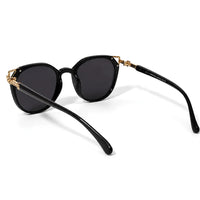 Vortex | Black Medium Full Rim Round Sunglasses for Women [UV-protected]