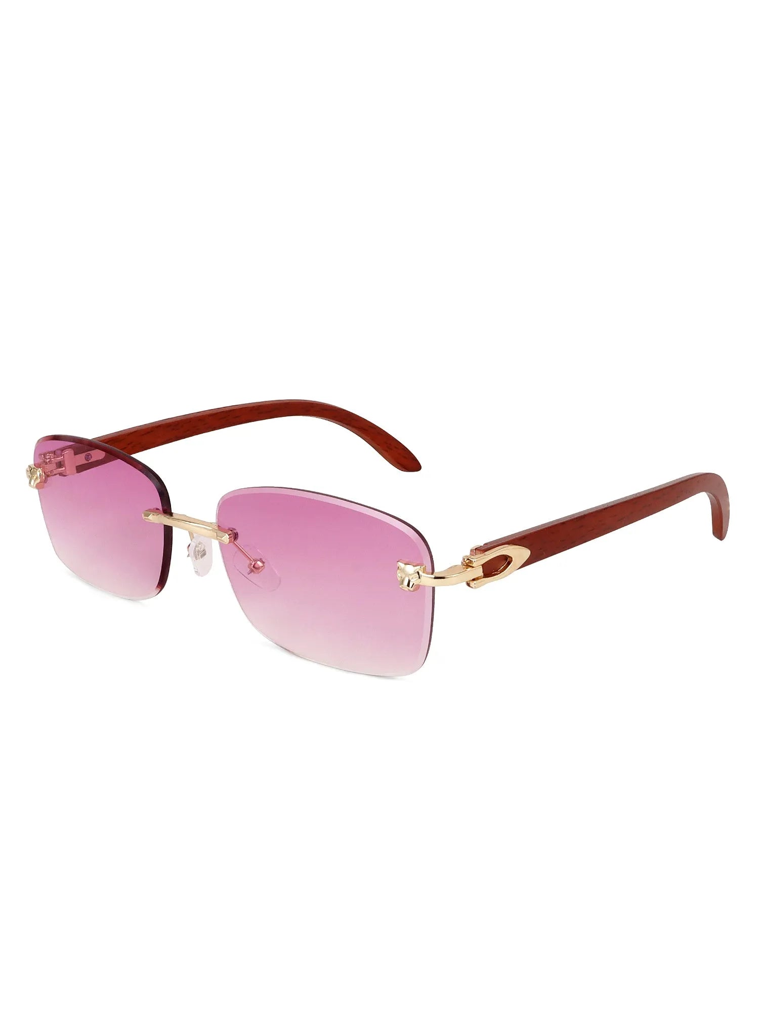 Stralor | Gradient Pink Medium Rim Less Rectangle Sunglasses for Men & Women [UV-protected]