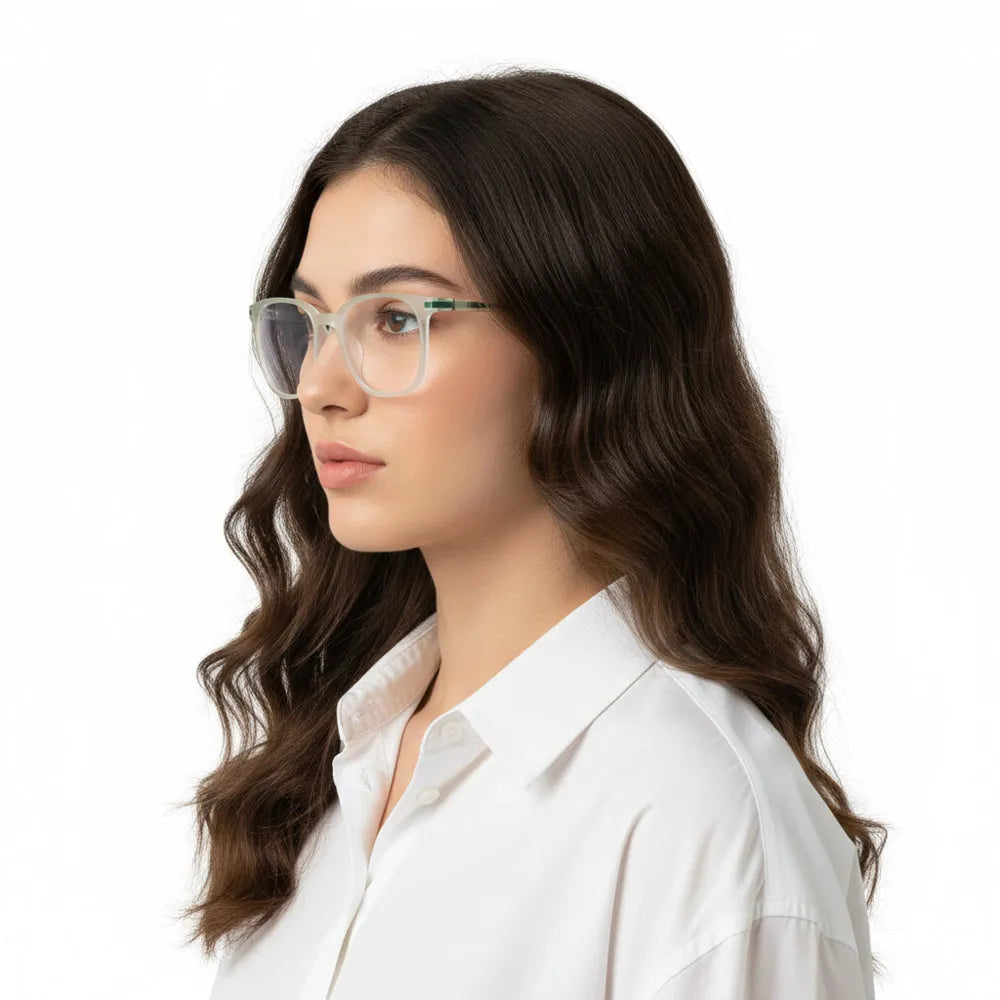 Blokz | Transparent Light Green Medium Full Rim RECTANGLE Computer Glasses for Men & Women [Blue Block]