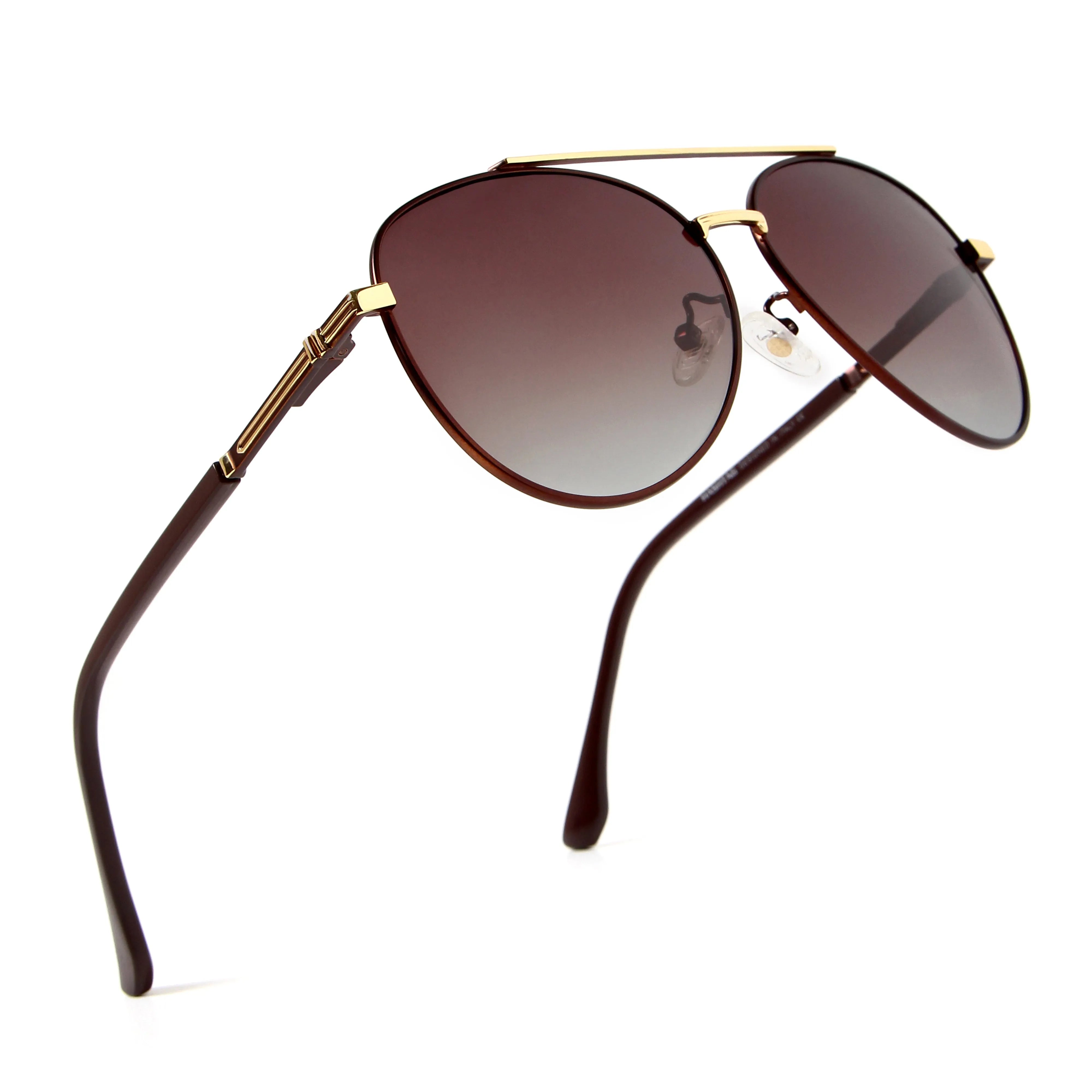 Ambience | Gradient Brown Large Full Rim Aviator Sunglasses for Men & Women [Polarized]