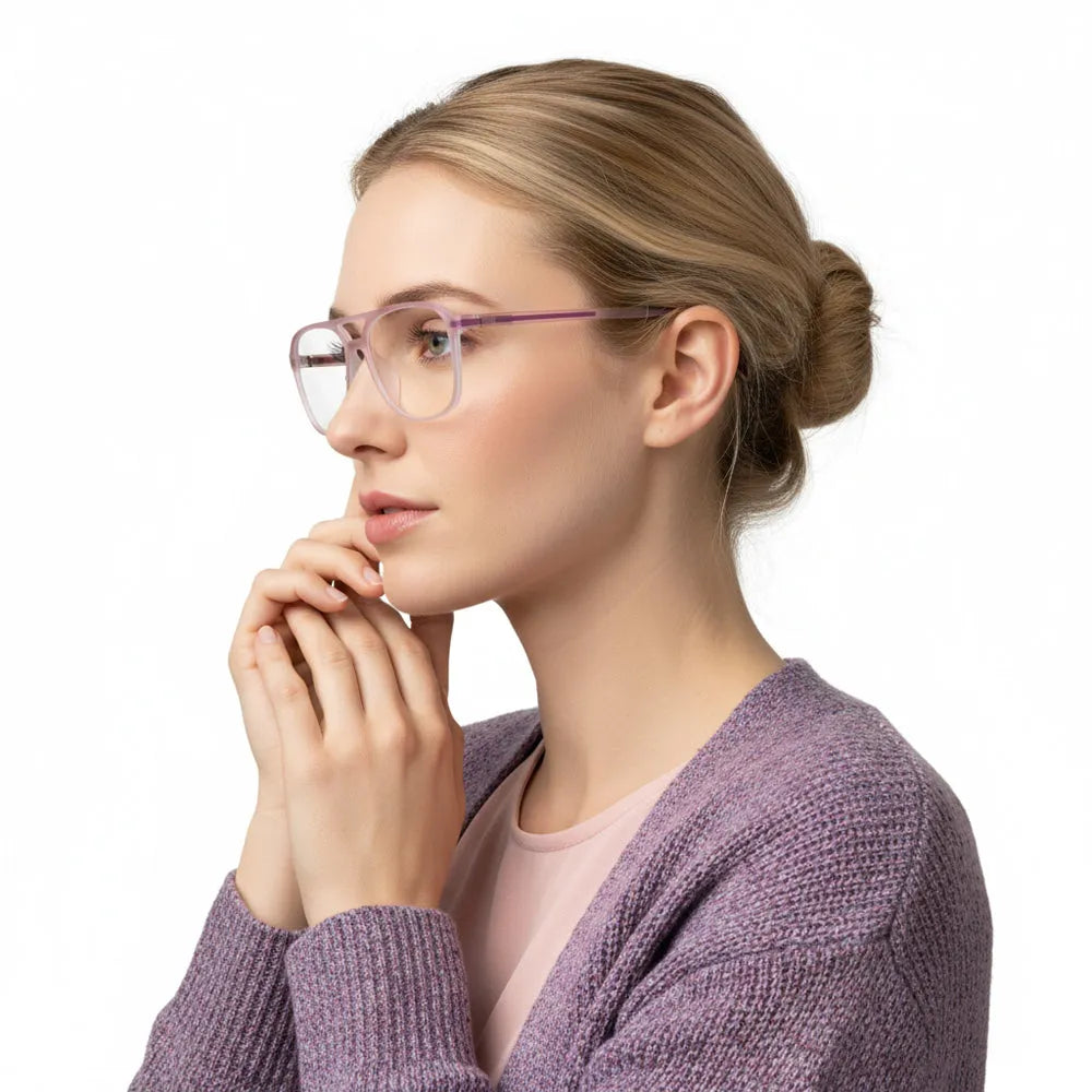 BluLite | Transparent Pink & Transparent White Medium Full Rim Square Computer Glasses for Men & Women [Blue Block]