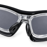 Valkor | Black Free Size Half Rim Shield Sports Sunglasses for Men & Women Changeable Lens[Polarized]