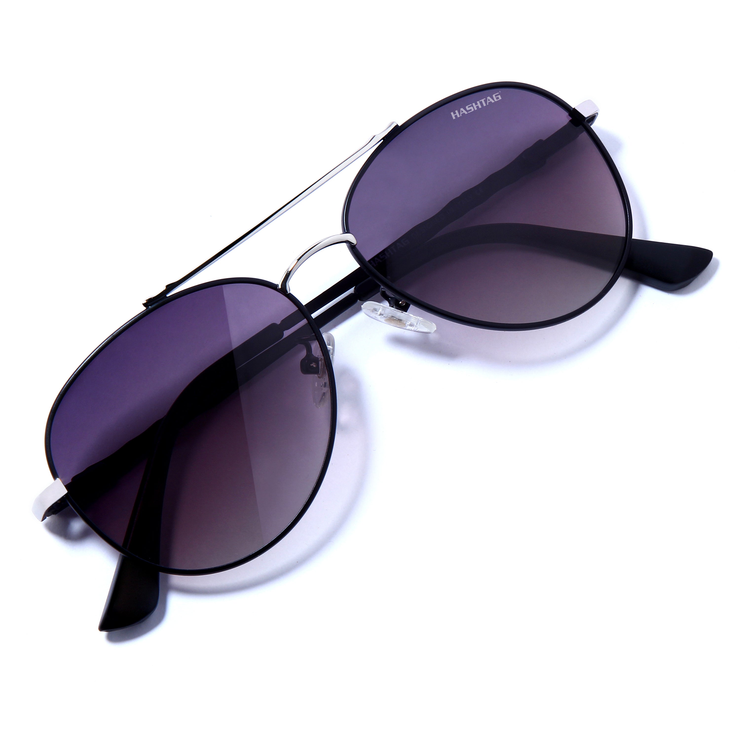 Hashtag Aviator Large Polarized Sunglasses with 100% UV Protection SGHT54-02-C4 - Purple