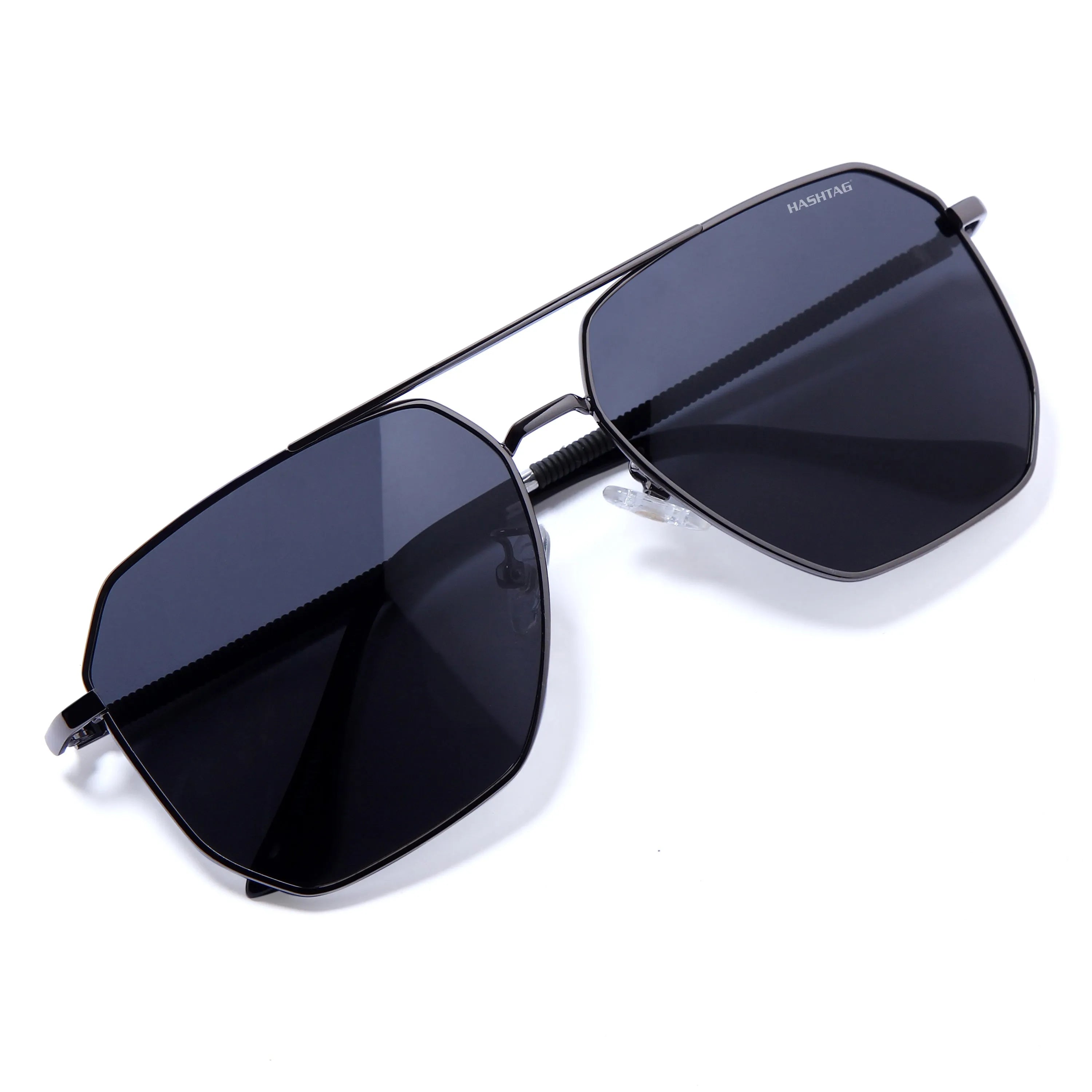 Lenis | Grey Large Full Rim Haxagonal Sunglasses for Men & Women [Polarized]