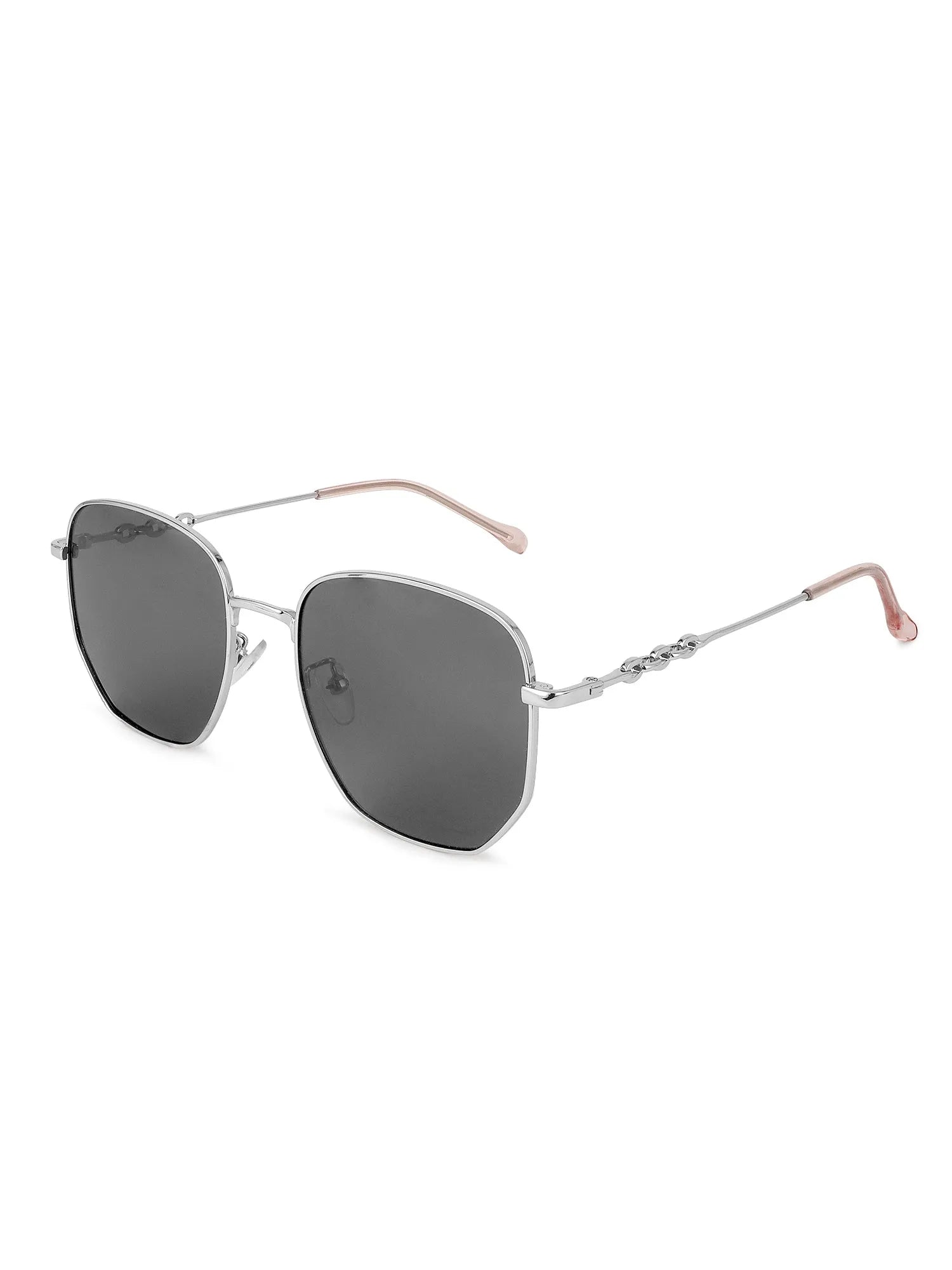 Solarion | Silver Large Full Rim Square Sunglasses for Men & Women [Polarized]