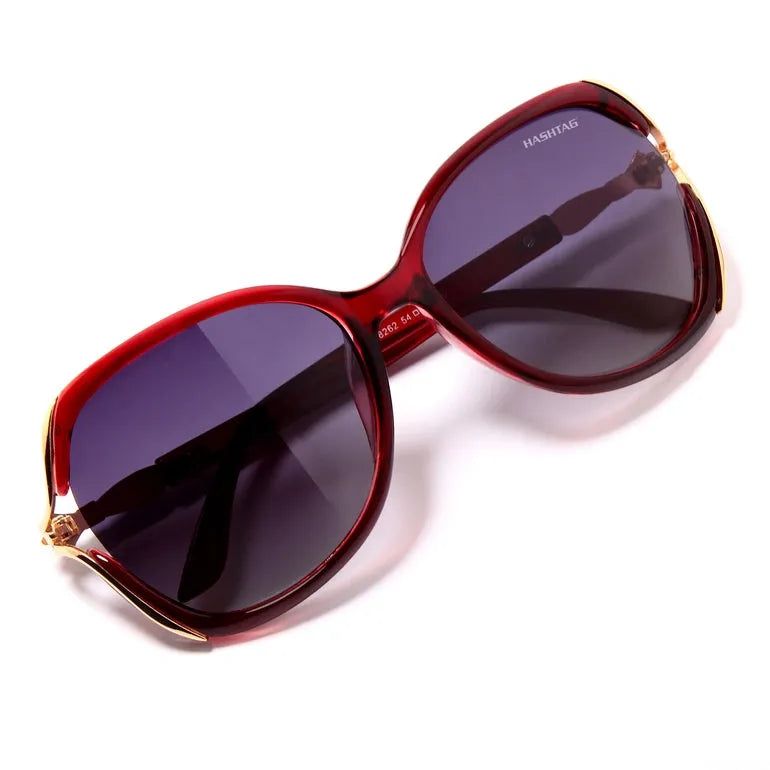 Arcadia | Red Medium Full Rim Butterfly Sunglasses for Women [Polarized]