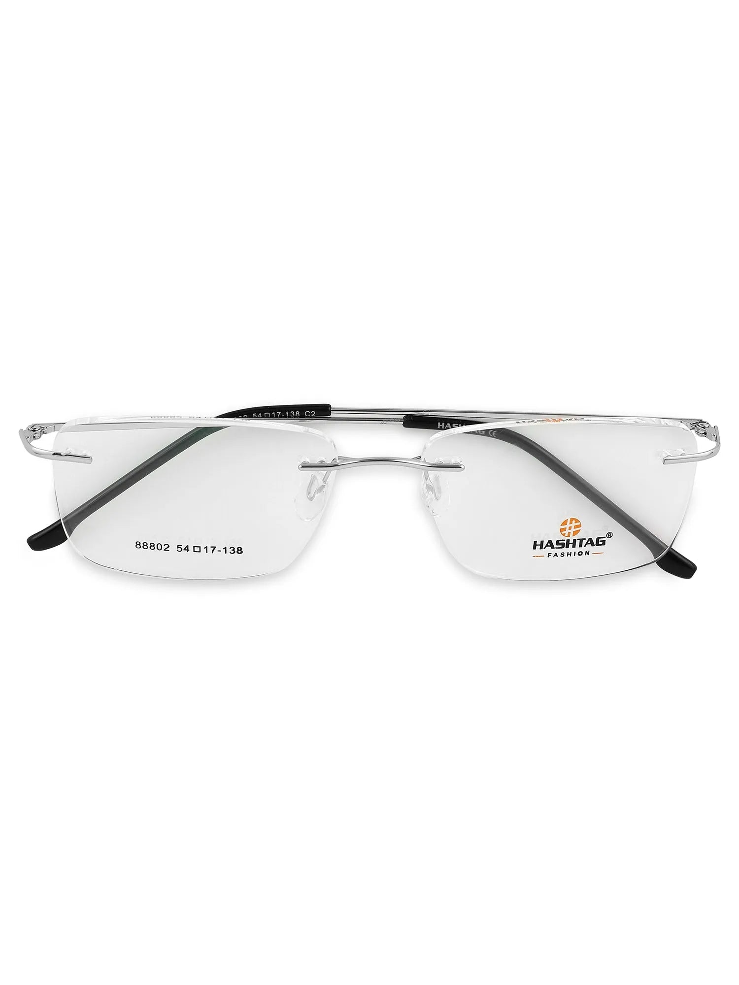 Thin Line | Silver Medium Rim Less Rectangle Eyeglasses for Unisex [Demo Lens]