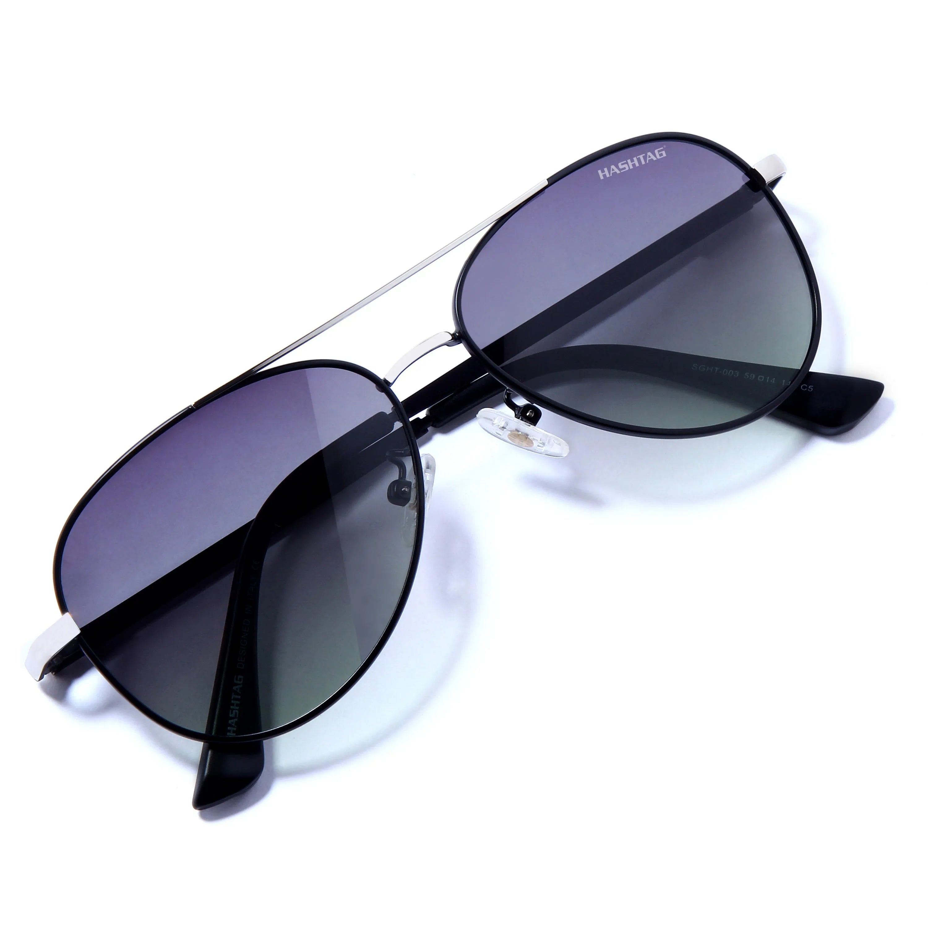 Tessera | Silver & Black Large Full Rim Aviator Sunglasses for Men & Women [Polarized]