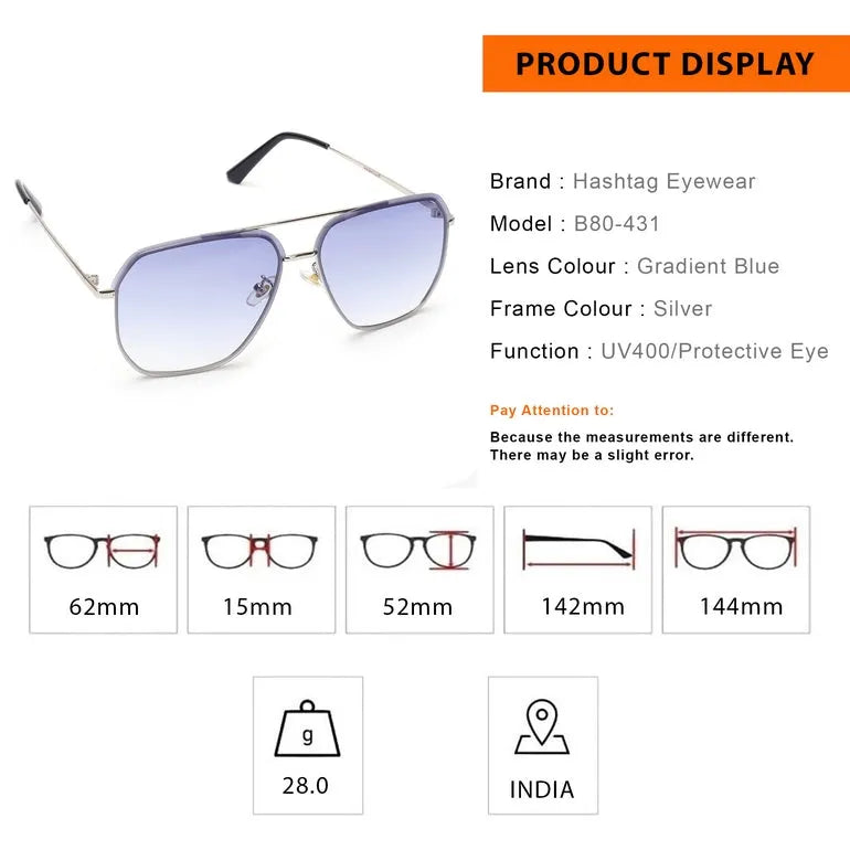 Xylar | Gradient Blue Medium Full Rim Square Sunglasses for Men & Women [UV-protected]
