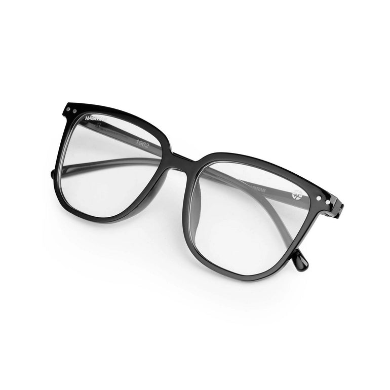 HASHTAG Blue Block Wayfarer Polycarbonate Black Eyeglasses for Men and Women-AB13-1962-Black