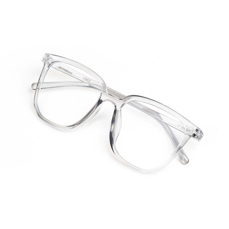 HASHTAG Blue Block Wayfarer Polycarbonate Transparent Eyeglasses for Men and Women -AB13-1962-Grey