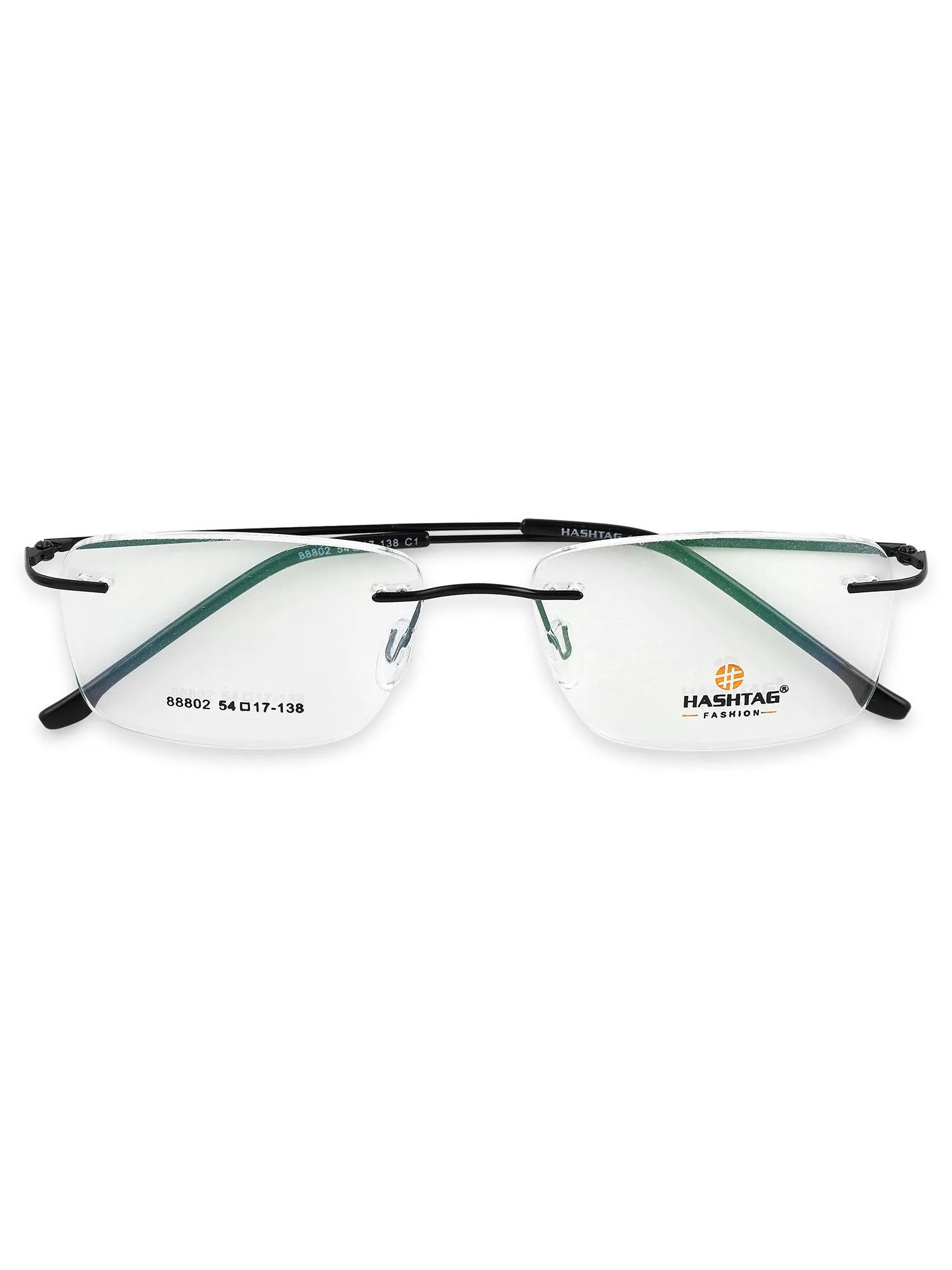 Thin Line | Black Medium Rim Less Rectangle Eyeglasses for Unisex [Demo Lens]