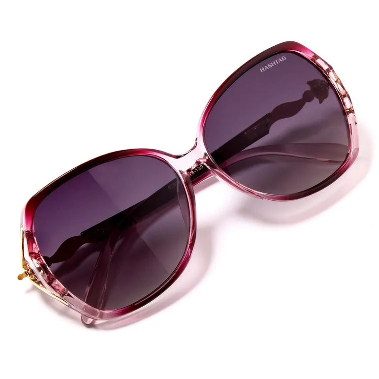 Hueless | Gradient Purple Medium Full Rim Butterfly Sunglasses for Women [Polarized]