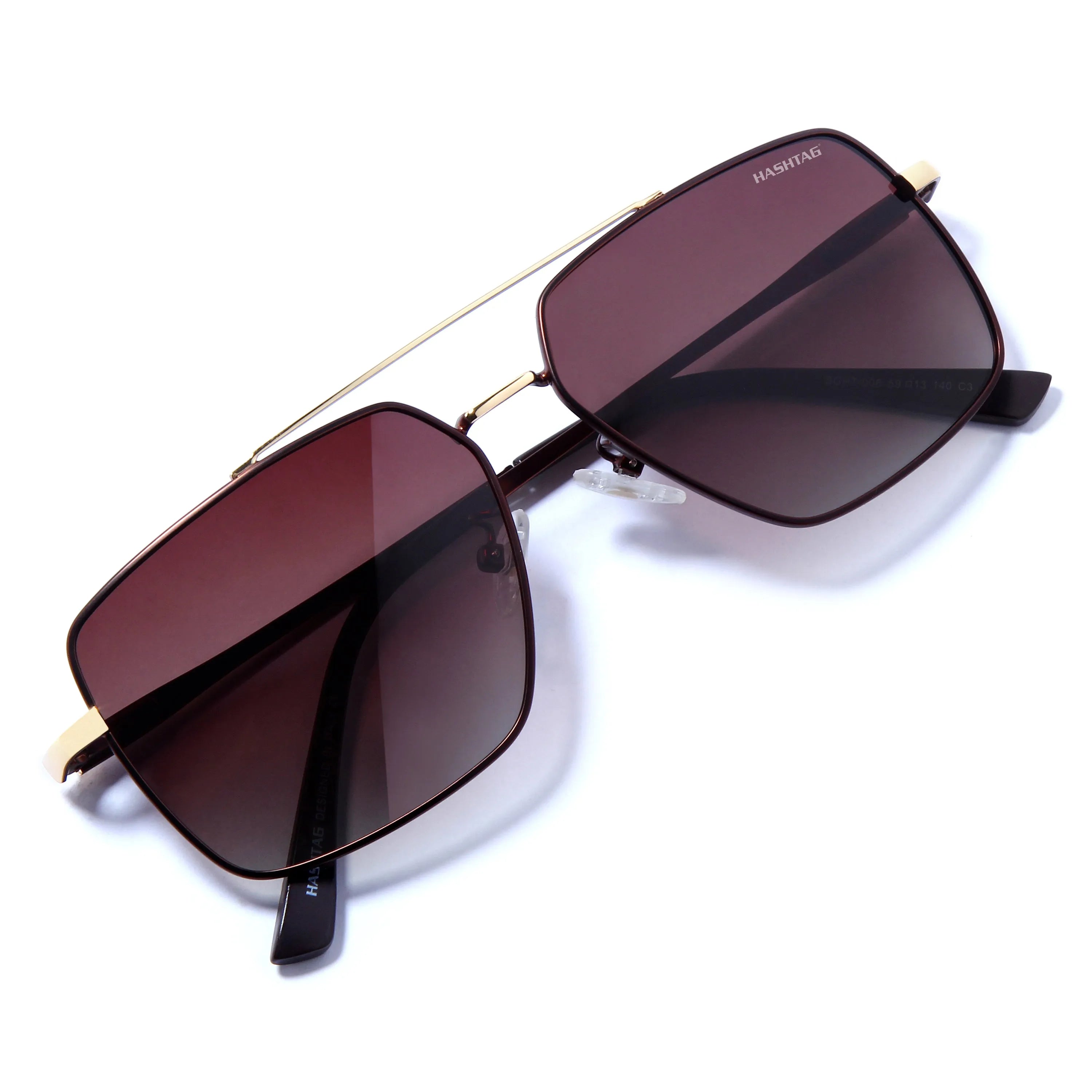 Kynra | Gradient Brown Large Full Rim Aviator Sunglasses for Men & Women [Polarized]