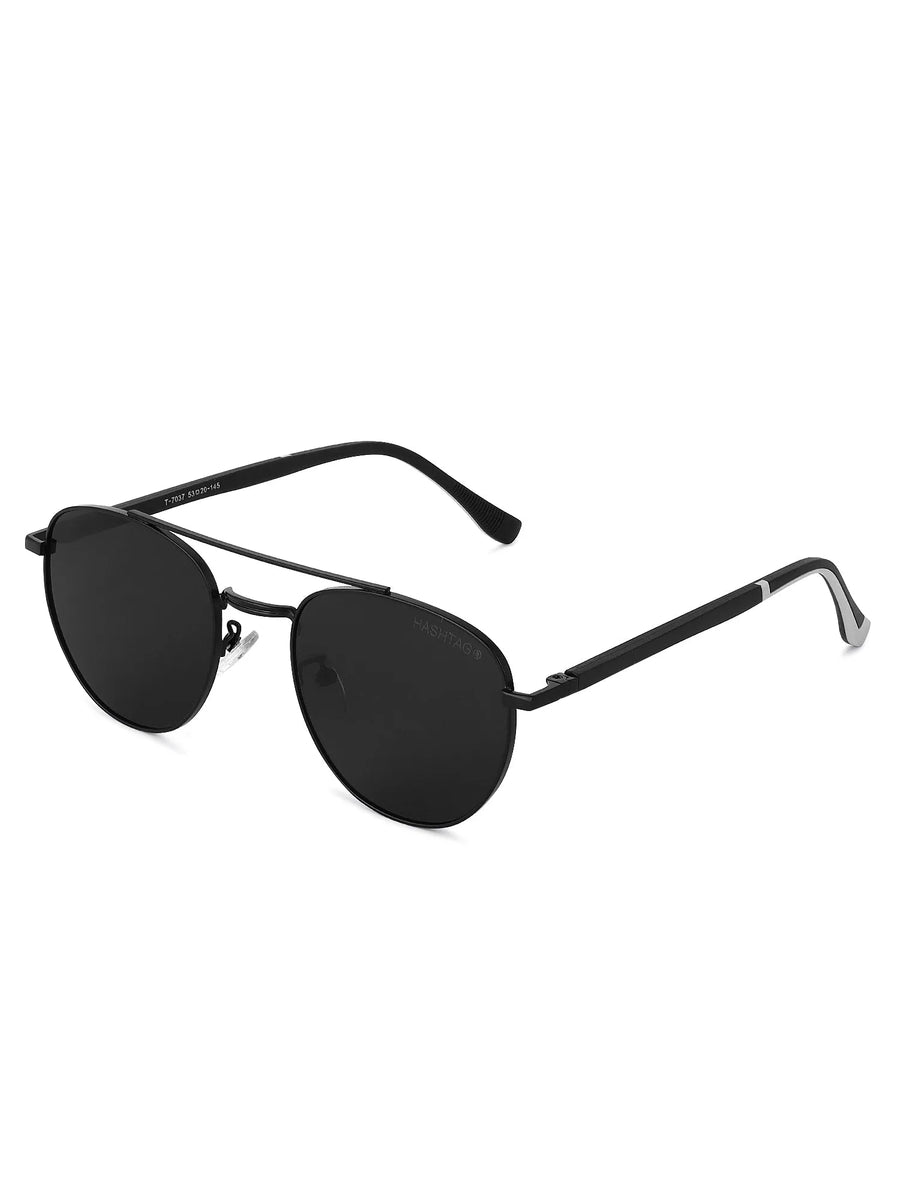 Valkyra | Black Large Full Rim Aviator Sunglasses for Men & Women [UV-protected]