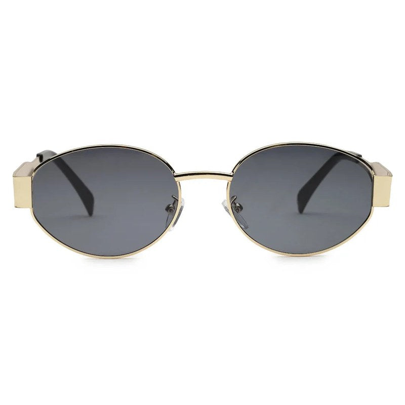 Ivory | Golden Medium Full Rim Oval Sunglasses for Women [UV-protected]