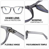 Rivena | Grey Small Full Rim Square Computer Glasses for Men & Women [Blue Block]