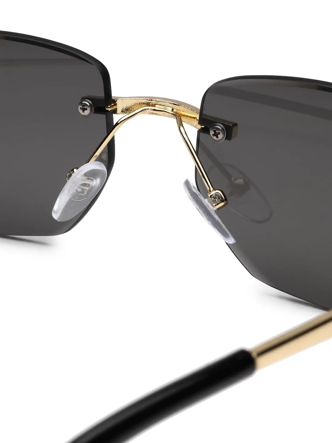 Pyrion | Black Medium Rim Less Rectangle Sunglasses for Men [UV-protected]