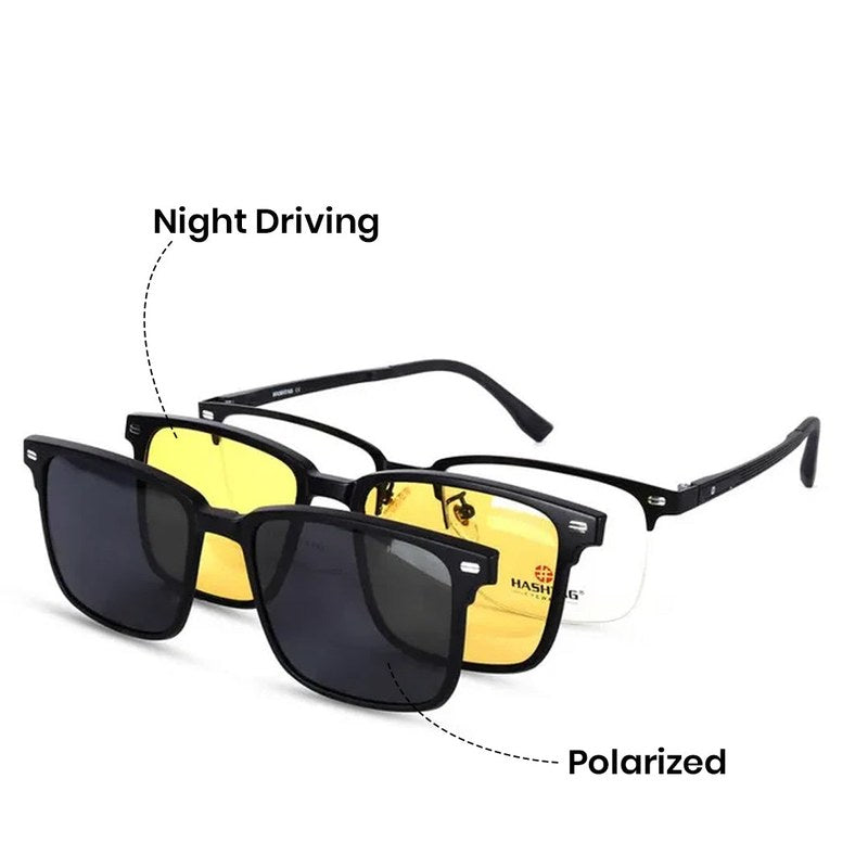 Mirage | Black Medium Half Rim Square Clip-on for Men & Women [Clip-on]