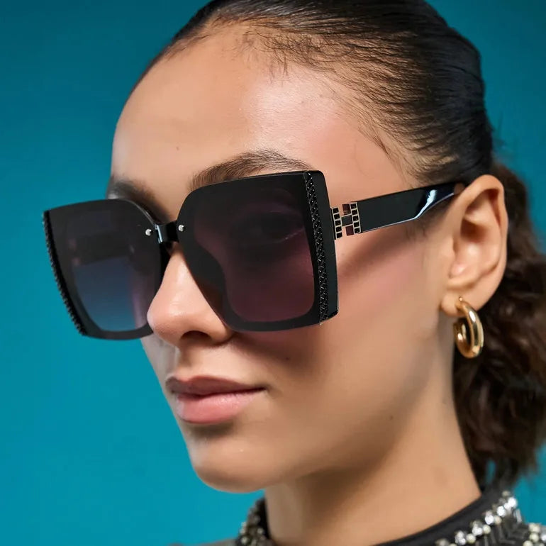 Rapture | Black Large Full Rim Square Sunglasses for Women [UV-protected]