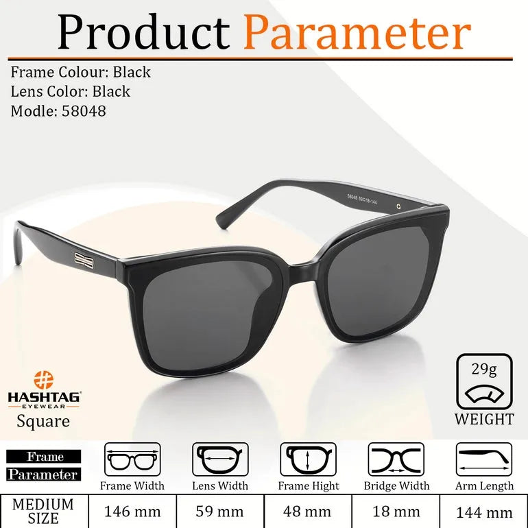 Lumor | Black Medium Full Rim Square Sunglasses for Women [UV-protected]