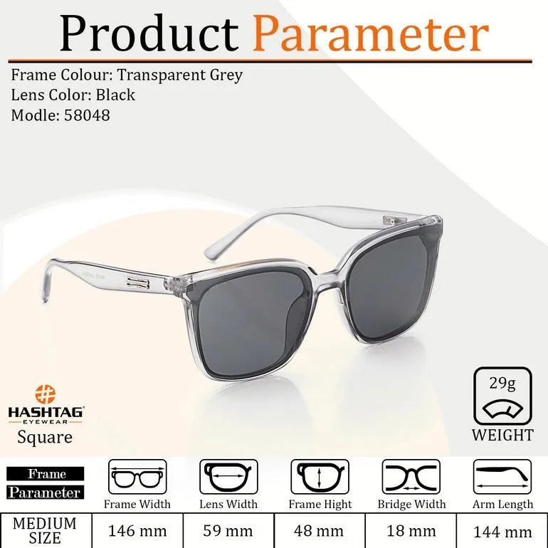Lumor | Transparent-Grey Medium Full Rim Square Sunglasses for Women [UV-protected]