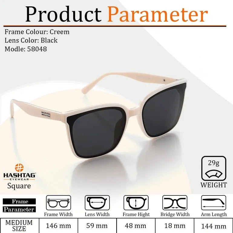 Lumor | Off -White Medium Full Rim Square Sunglasses for Women [UV-protected]