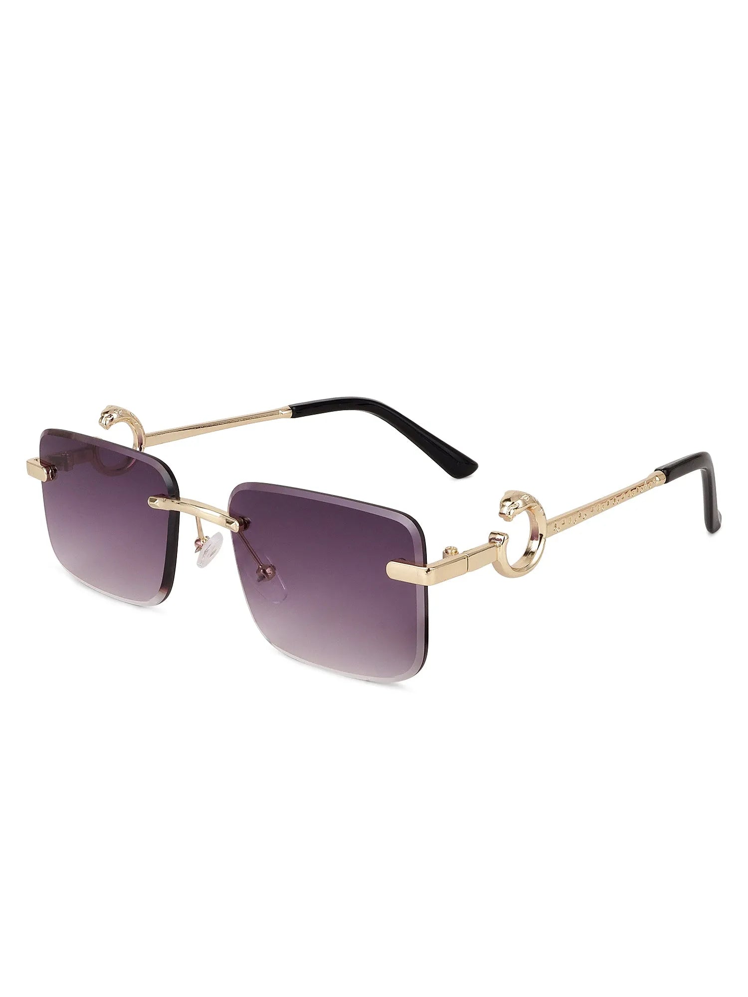 Phantoria | Gradient Purple Small Rim Less Rectangle Sunglasses for Men & Women [UV-protected]
