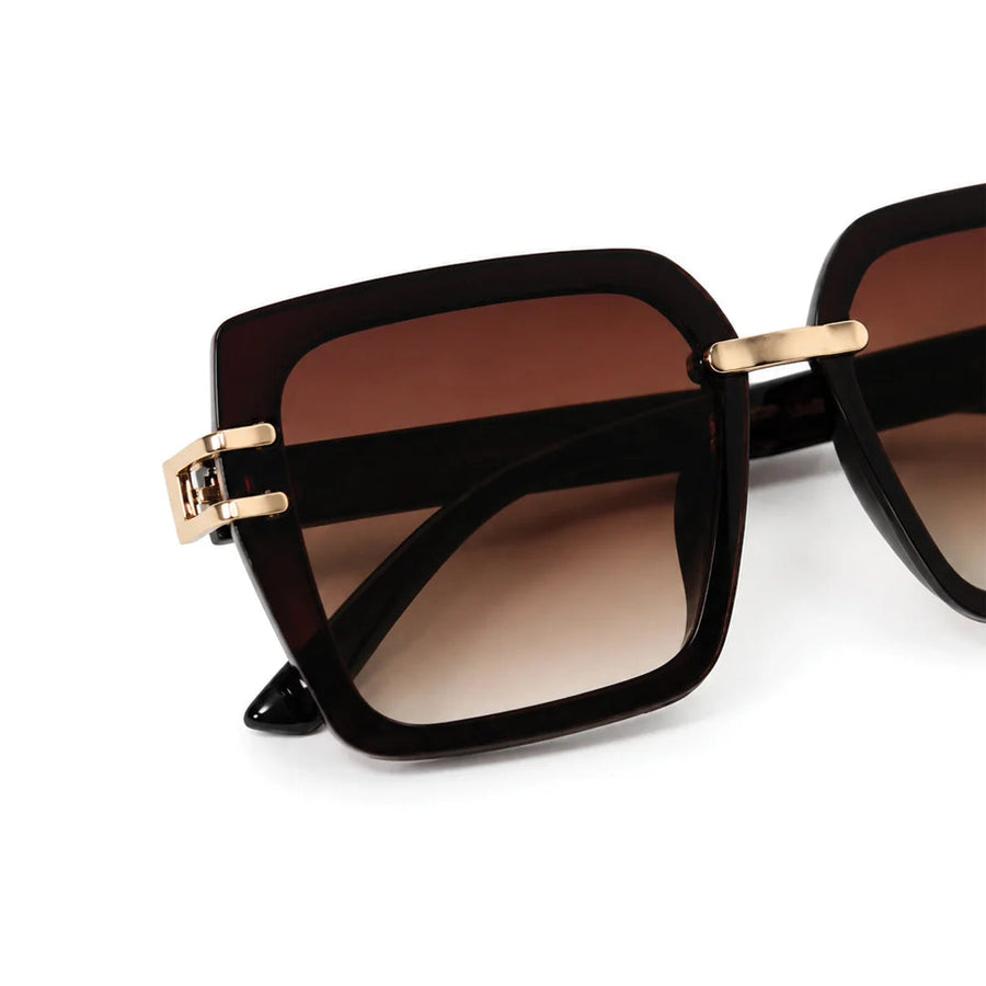 Valoria | Brown Large Full Rim Square Sunglasses for Women [UV-protected]