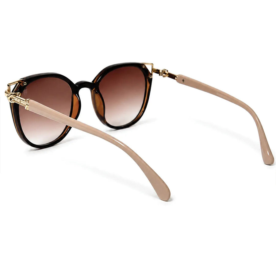 Vortex | Brown Medium Full Rim Round Sunglasses for Women [UV-protected]