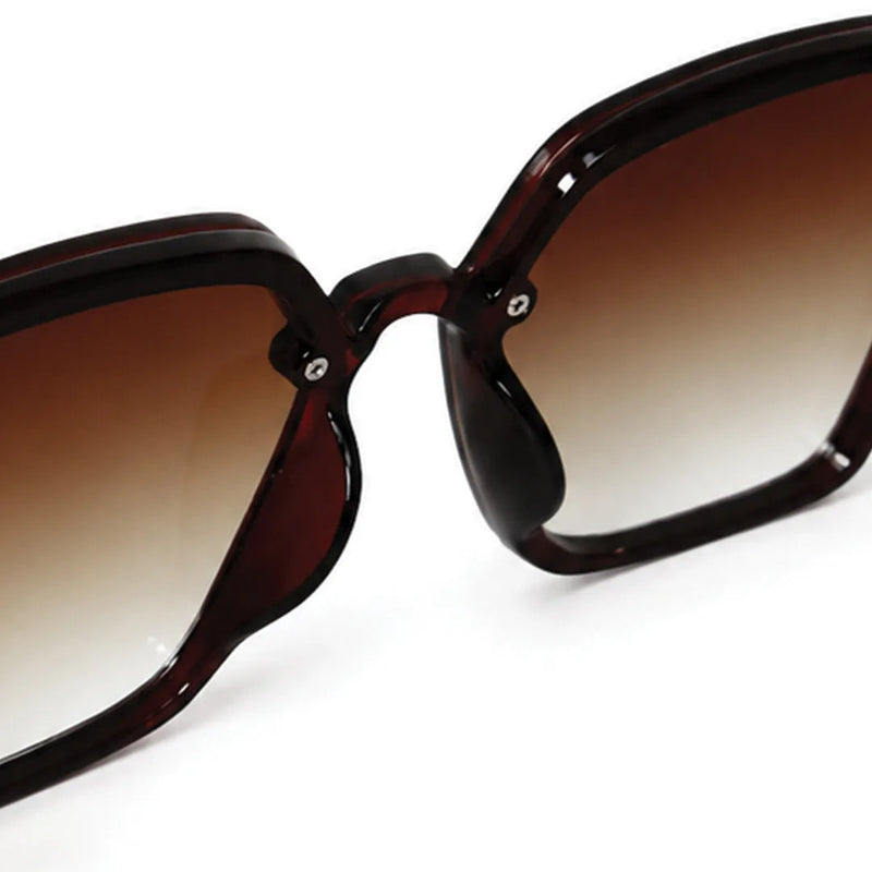 Veilion | Brown Large Full Rim Hexagonal Sunglasses for Women [UV-protected]