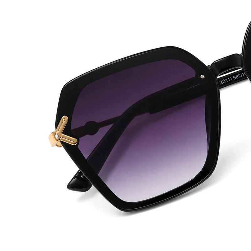 Veilion | Purple Large Full Rim Hexagonal Sunglasses for Women [UV-protected]