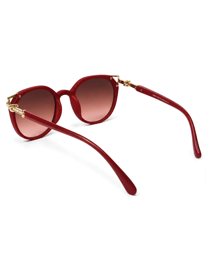 Vortex | Red Medium Full Rim Round Sunglasses for Women [UV-protected]