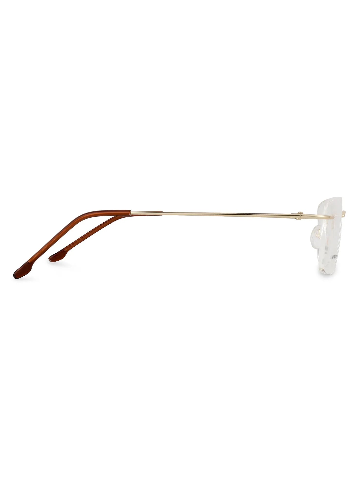 Thin Line | Gold Medium Rim Less Rectangle Eyeglasses for Unisex [Demo Lens]