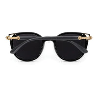 Vortex | Black Medium Full Rim Round Sunglasses for Women [UV-protected]