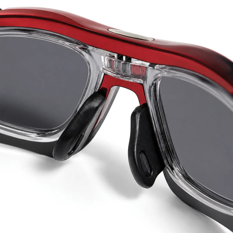 Valkor | Red & Black Free Size Half Rim Shield Sports Sunglasses for Men & Women Changeable Lens [Polarized]