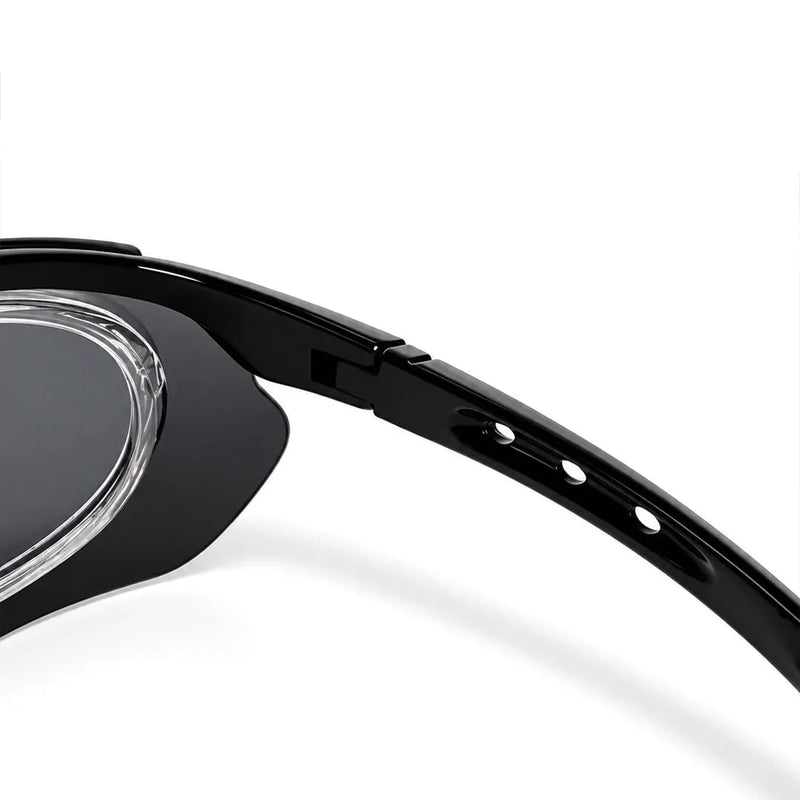 Valkor | Black Free Size Half Rim Shield Sports Sunglasses for Men & Women Changeable Lens[Polarized]