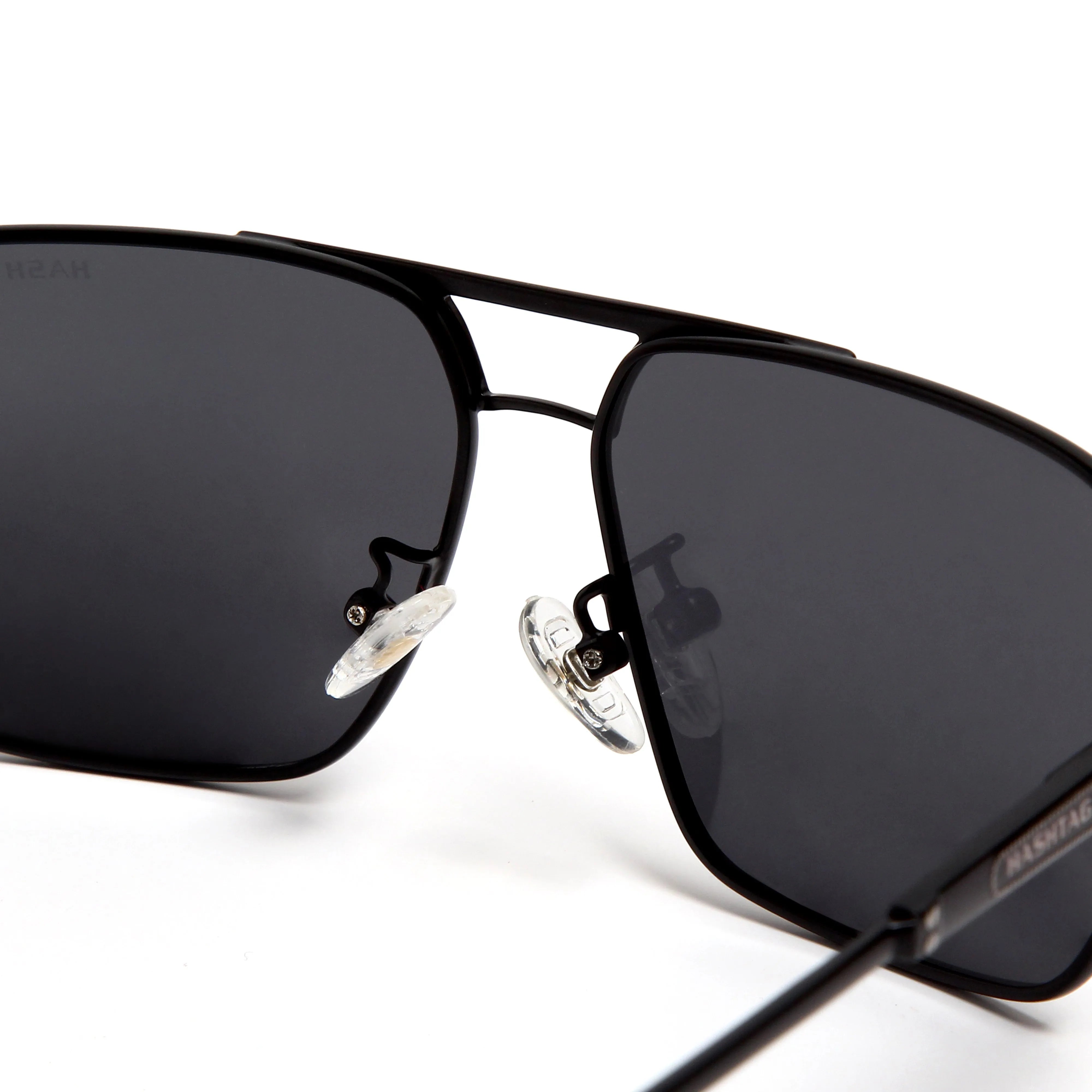 Inferna | Silver & Black Large Full Rim Rectangle Sunglasses for Men & Women [Polarized]