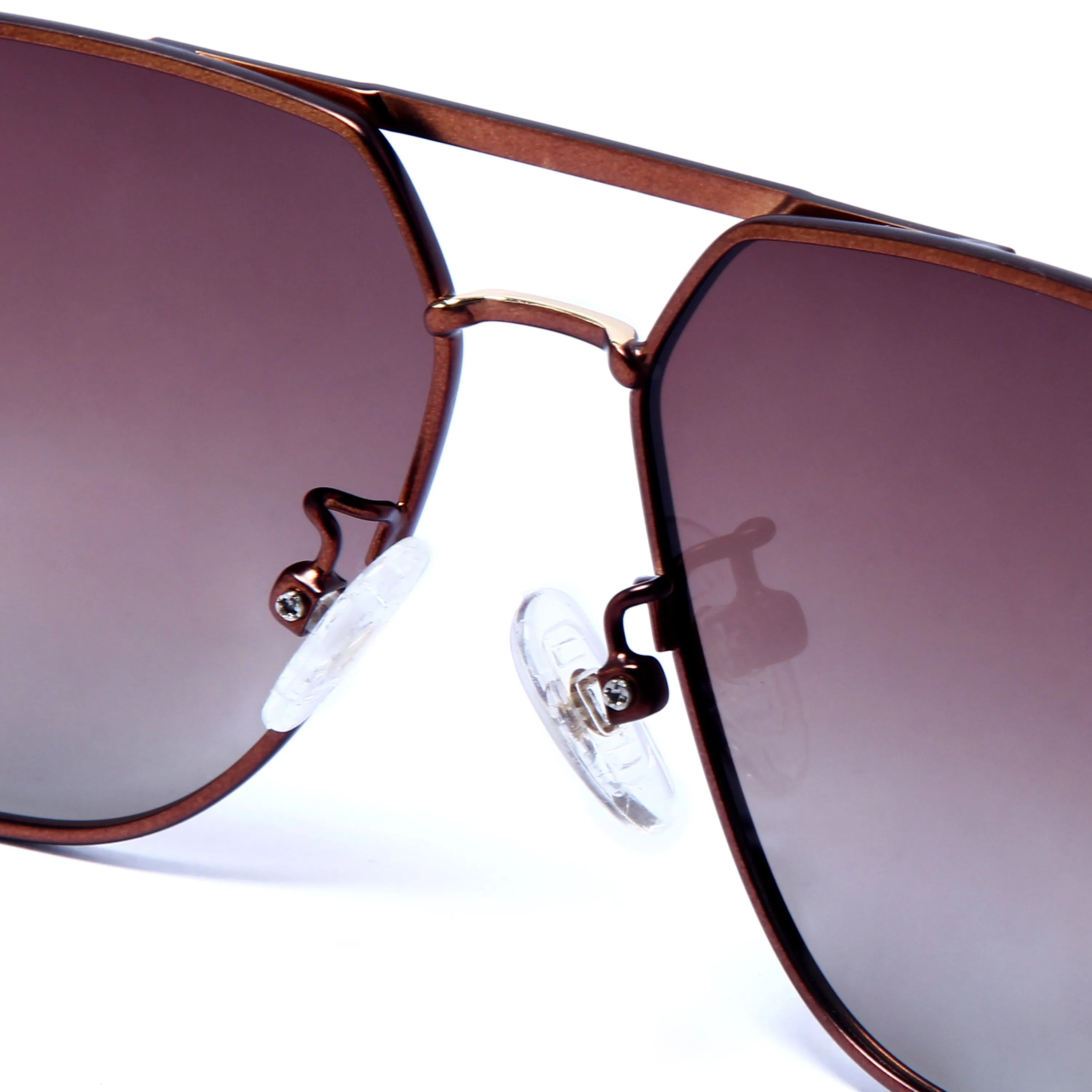 Sion | Golden & Brown Large Full Rim Hexagonal Sunglasses for Men & Women [Polarized]
